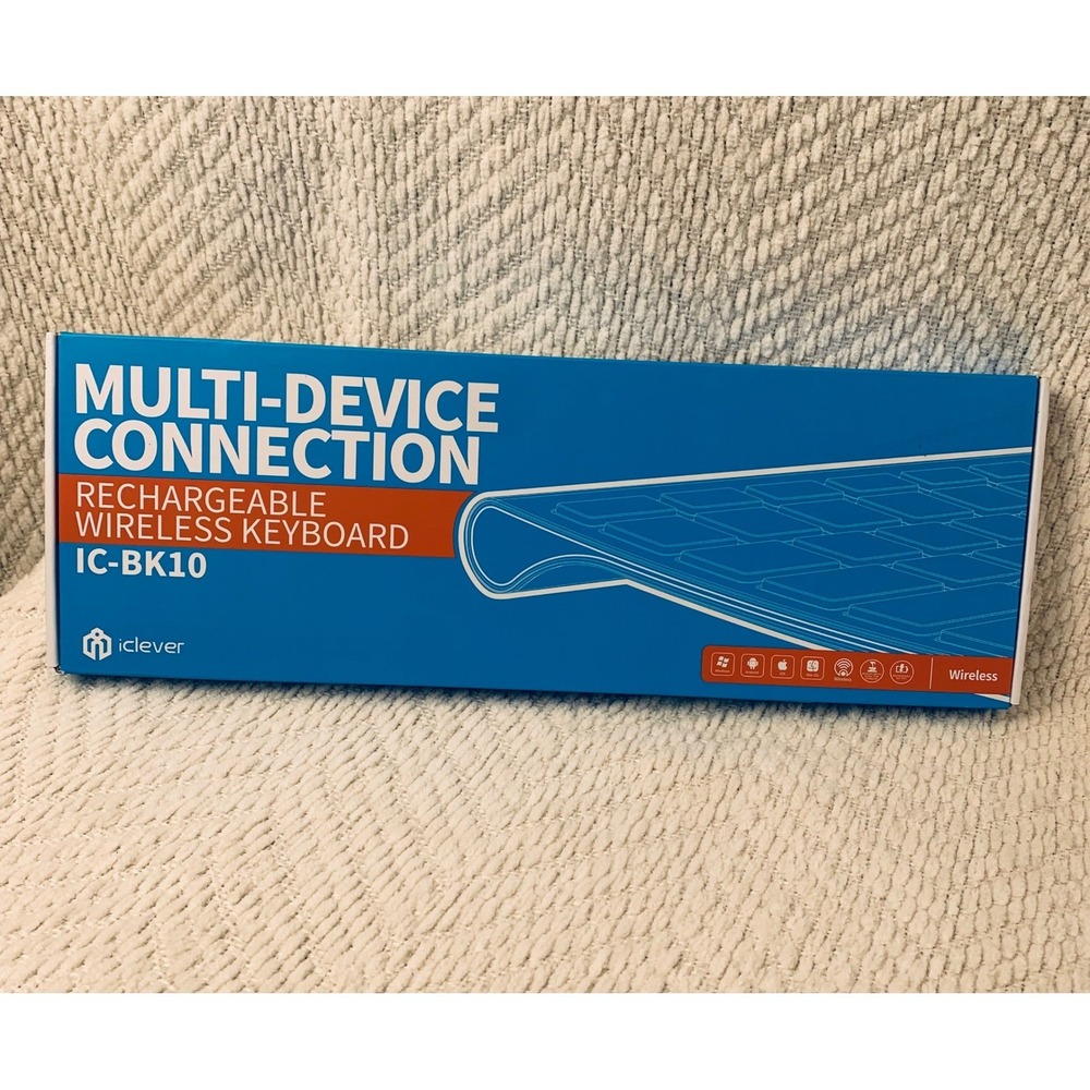 iClever Wireless Keyboard White IC-BK10 Multi-Device Rechargeable Slim Open Box